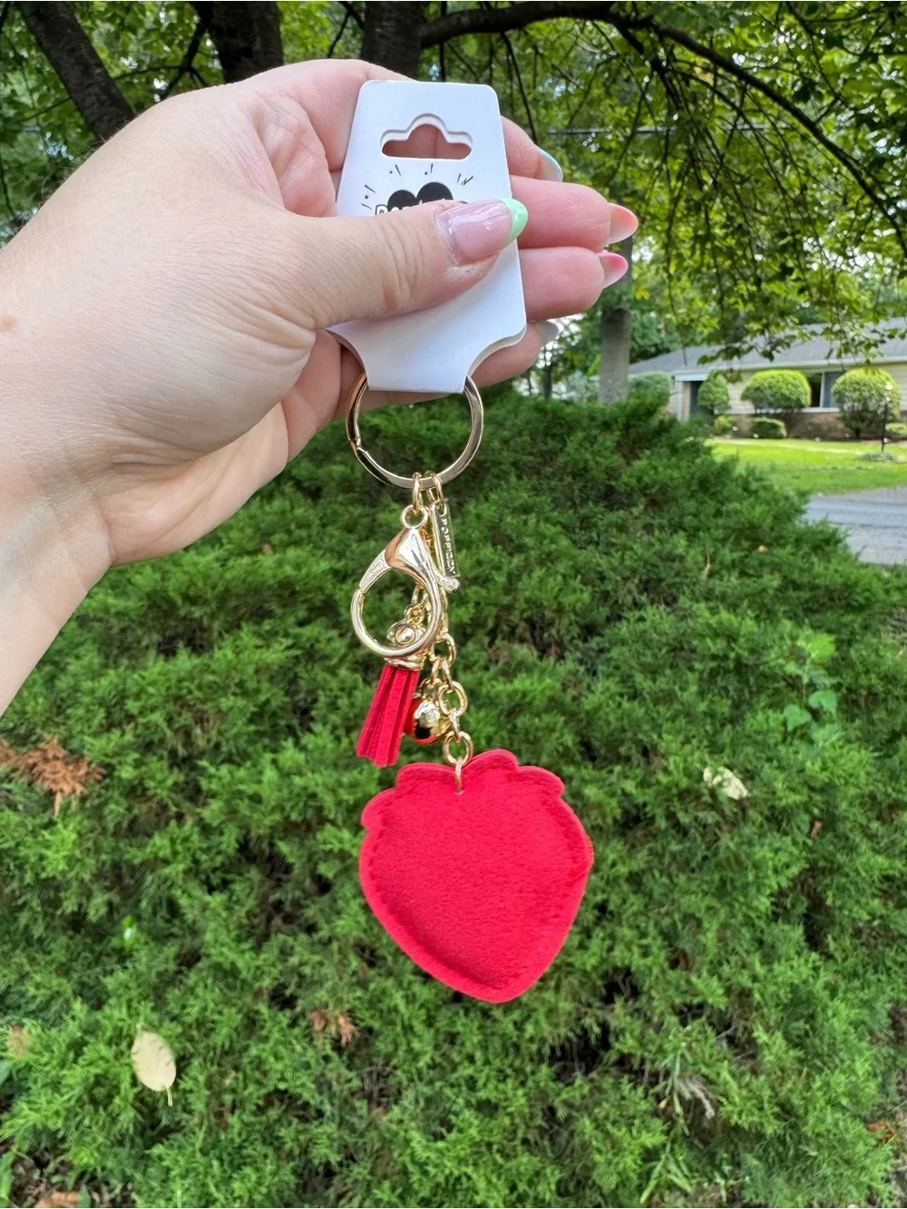NWT! Strawberry Bedazzled Strawberry Bag Charm Keychain